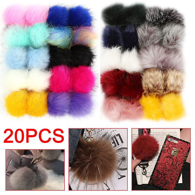 #ad 20PCS DIY Fluffy Rabbit Fox Faux Fur Pompom Fur Pom Poms Ball For Hat Bags Gift $14.62