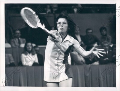 #ad 1974 HOF Billie Jean King Spalding International Mixed Doubles Press Photo $15.00