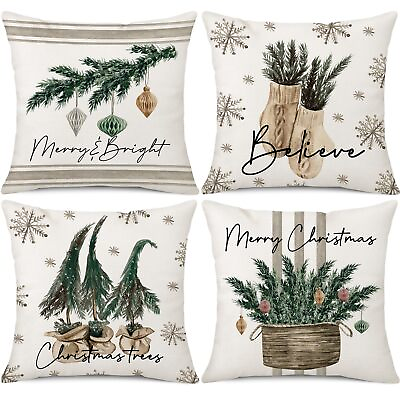 #ad Set of 4 Christmas Pillow Covers Throw Pillow Covers Decorative Pillow Covers... $17.19