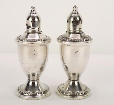 #ad Duchin Creations Weighted Sterling Silver Salt amp; Pepper Shakers w Glass Inserts $29.89