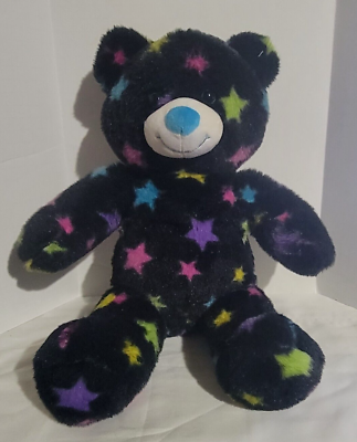 #ad Build A Bear Colorful Stars Black Neon Colors Stuffed Teddy Bear $14.99