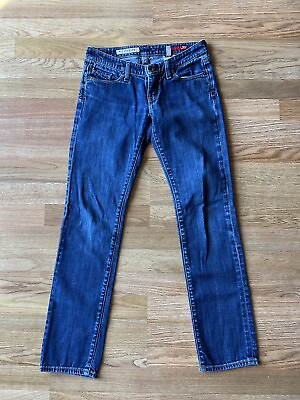 #ad Express Denim X2 Skinny Leg W01 Jeans Slim Size 0 Ultra Low Rise Y2K READ $14.00