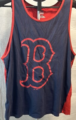 #ad Boston Red Sox Mens Tank Shirt Navy Red Majestic Size Large $12.50