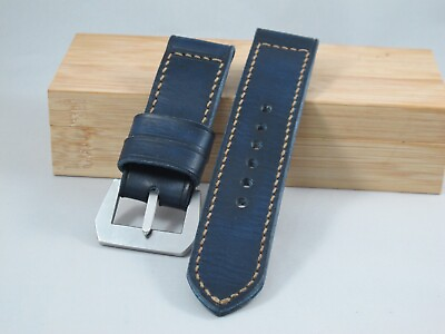 #ad Handmade quot;DB Twoquot; blue leather watch strap for VDB Panerai GPF 282726 2422mm $90.00