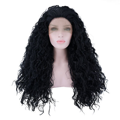 #ad Lace Front Wigs Heat Resistant Long Water Wave for Girl Daily Use Black 24quot; $45.88