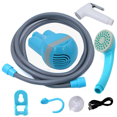 #ad Bathroom Portable Handheld USB Charging Shower Head with 2Nozzles Brushed Z6O7 $48.87