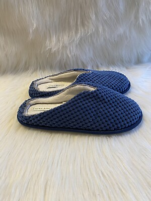 #ad Laura Ashley Slippers Womens Size L 8 9 Blue Slip On Shoes $12.00