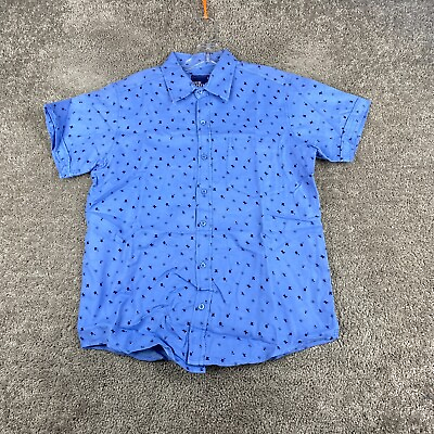 #ad Red Rhino Collection Button Up Shirt Men#x27;s Small Short Sleeve Blue Cotton Casual $18.95