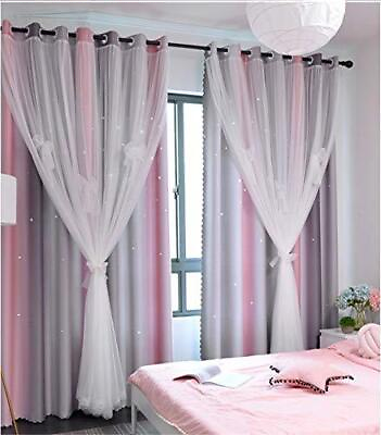 #ad Yancorp Curtains for Girls Bedroom Kids Curtain Hollow Out Star Window Nursery $31.29