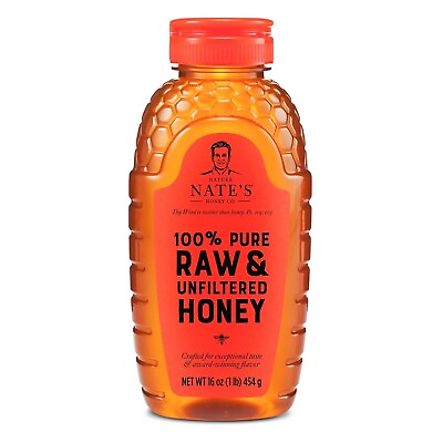 #ad Nate#x27;S 100% Pure Raw amp; Unfiltered Honey Award Winning Taste 16Oz. Squeeze Bo $11.96