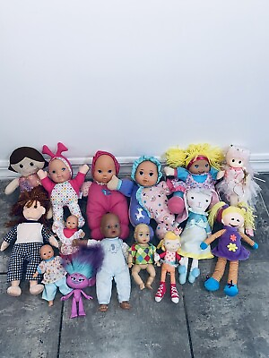 #ad 15 Doll Lot Plush Toys Kids Huge Collection Rubber Face Troll Dollys Girls Cute $29.99