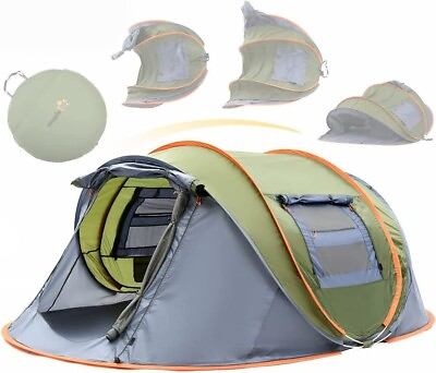 #ad #ad Camping Tent 4 Person Easy Pop Up Tent with 2 Doors UPF50 Waterproof $69.99