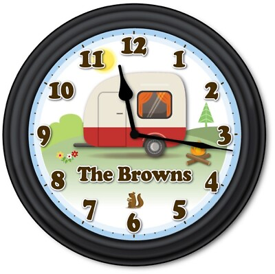 #ad Camper PERSONALIZED Wall Clock Teardrop Trailer RV Camping Campground Park GIFT $28.95