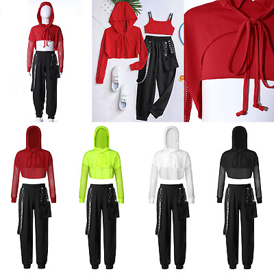 #ad Girls Pants Modern Outfits Street Crop Top Dance Activewear Jogger Trousers $26.30