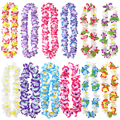 #ad 12 Pack Thickened Hawaiian Leis Floral Necklace for Hula Dance Luau Party Favors $14.99