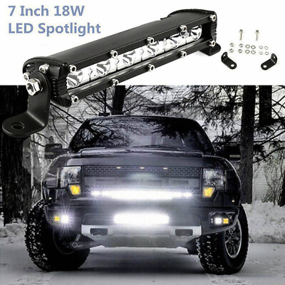 #ad 7quot; 18W Spot LED Slim Flood Light Bar Work Lamp Driving Offroad SUV ATV Truck Car $13.16