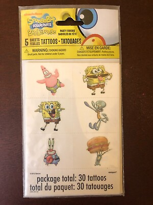 #ad #ad New 2012 Nickelodeon SpongeBob Squarepants Temporary Tattoos Party Favors Viacom $14.00