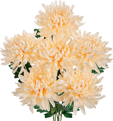 #ad 6#x27;#x27; Large Heads Chrysanthemum Artificial Flowers 6 Stems 26#x27;#x27; Spring Mum Fake F $22.33
