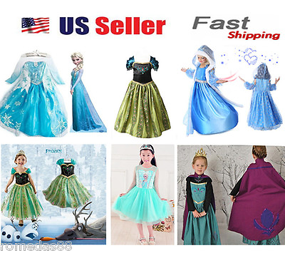 #ad Gorgeous Queen Elsa amp; Princess Anna Costume Cosplay Party Dress Up $15.98