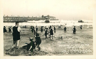 #ad Postcard RPPC California Bathing Long Beach #13 1920s 23 3289 $18.49
