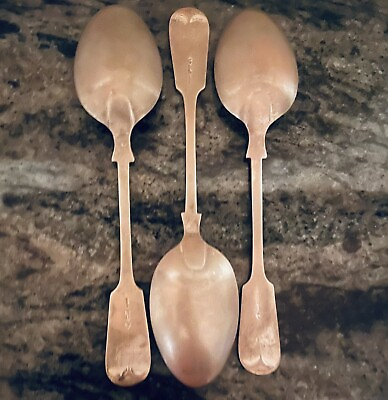 #ad VTG. Three A1 Silver plated Large Round Soup Spoons. Length 8 1 2” each. $36.00