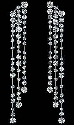 #ad Solid 925 Sterling Silver Beautiful Round Bezel Long Dangle Party Earring New CZ $300.00