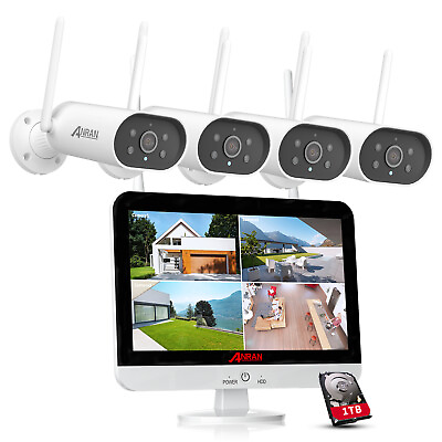 #ad Security Camera System WiFi CCTV With 12.5quot; Monitor 1TB Wireless 2way Audio Home $94.99