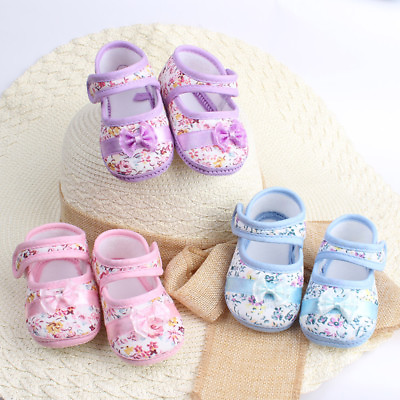 #ad Fashion Baby Girls Soft Sole Bowknot Print Anti slip Casual Shoes Toddler $4.88