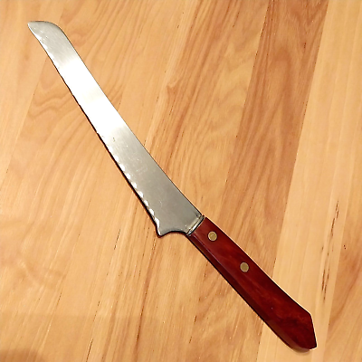 #ad Vintage Stainless Justinus Solingen Germany Serrated Knife with Bakelite Handle $14.95