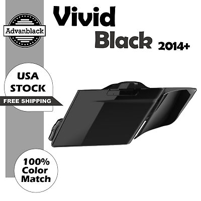 #ad Vivid Black No Cutout Stretched Extended Saddlebag Fits for 14 Harley Davidson $648.00