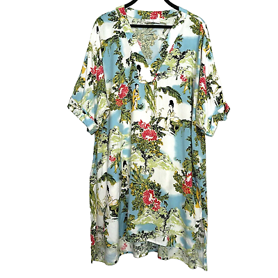 #ad Natori Pajama Sleepshirt Geisha Womens Size Large Floral Print Asian Japanese L $34.99