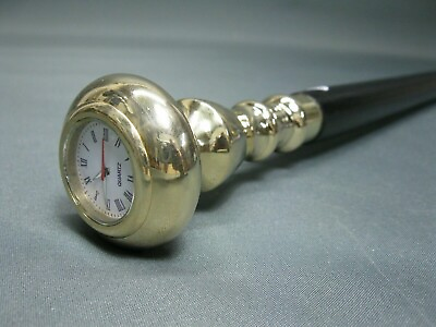 #ad Steampunk Cane Brass Roman Clock Top watch Handle Victorian Wooden Walking Stick $36.98
