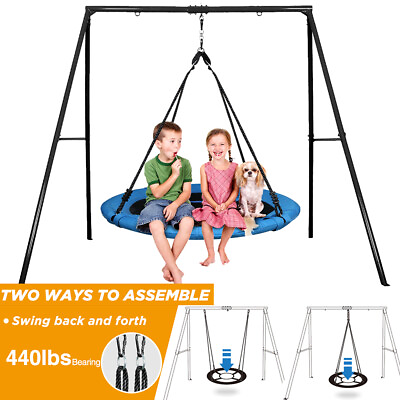 #ad Metal Swing Set for Backyard Swing Frame Outdoor Kids Playset Saucer Swing Seat $135.40
