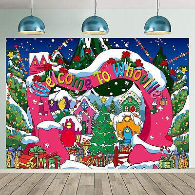 #ad Welcome to Whoville Backdrop 8x6FT Winter Christmas Village Photography Backg... $32.40