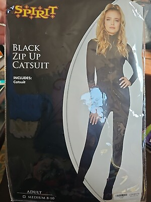 #ad NEW Spirit Halloween Women Black Zip Up Catsuit Costume Size Medium 8 10 $9.20
