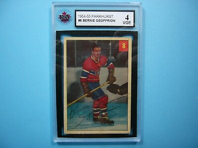 #ad 1954 55 PARKHURST NHL HOCKEY CARD #8 BERNIE GEOFFRION KSA 4 VG EX NICE PARKIE $129.99