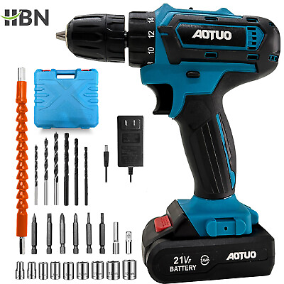 #ad HBN Cordless Drill Set 21V Lithium Ion Power Drill with 1 Battery and Charger $33.25