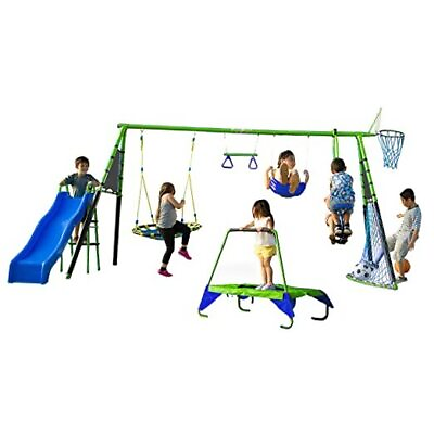 #ad Sports Series Outdoor 8 Station Playground Set Comes with Swing Set Green $694.20