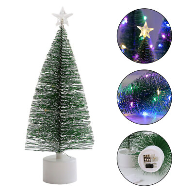 #ad Small Mini Christmas Tree With LED Lights Tabletop Artificial Ornament $7.49