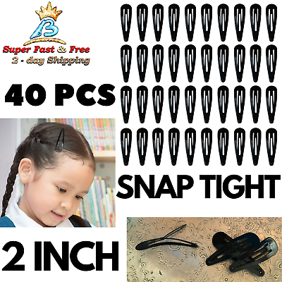#ad Strong Grip Barrettes Black Snap Hair Clips Women Girls Fashion Accessories 40pc $13.66