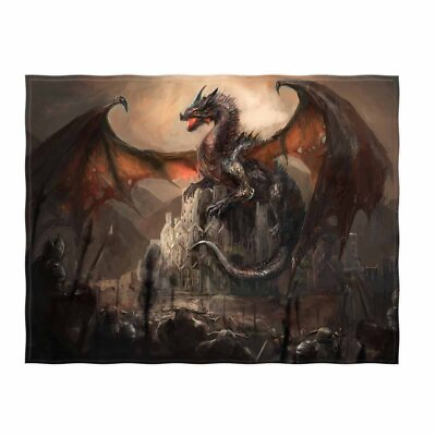#ad 60 x 80 Inch War with The Dragon On Castle Soft Throw Blanket for Bed Couch S... $38.94