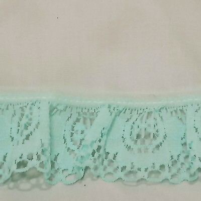 #ad Vintage Light Blue Green Lace Trim 1 1 4 inch wide x 4 1 2 yards Scalloped Edges $11.00