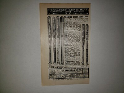 Spalding Baseball Bat Trade Mark 1909 Advertisement Ad $16.00