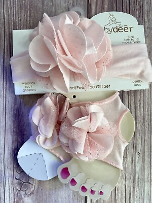 #ad NWT Baby Girls Flower Headband amp; Peep Toe Booties Gift Set Newborn 0 3 12 M $10.99