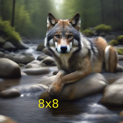 #ad set of 4 Wolf in the creek Art Prints Wolf Wildlife wall Decor 8x8quot; unframed $10.50