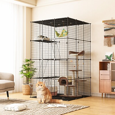 #ad Large Cat Cage DIY Cat Playpen Indoor Metal Wire Kennel for Rabbit Small Animal $94.99