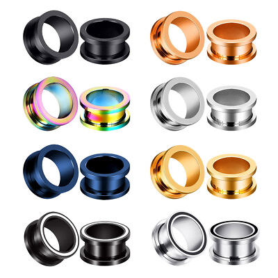 #ad #ad 2PCS Stainless Steel Screw Tunnels Plugs Hollow Ear Gauges Earrings Expander $3.99