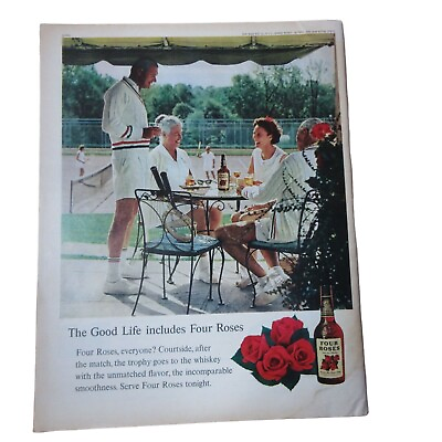 #ad 1961 Four Roses Whiskey Good Life Ford Falcon Vintage Print Ad $9.99