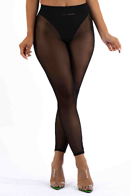 #ad Women#x27;s Sheer Mesh Leggings Stretch Skinny Stocking Sexy See Through $18.99