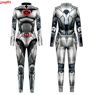 #ad Halloween Cyborg Printed Jumpsuit Unisex Cosplay Costume Performance Bodysuit $28.37